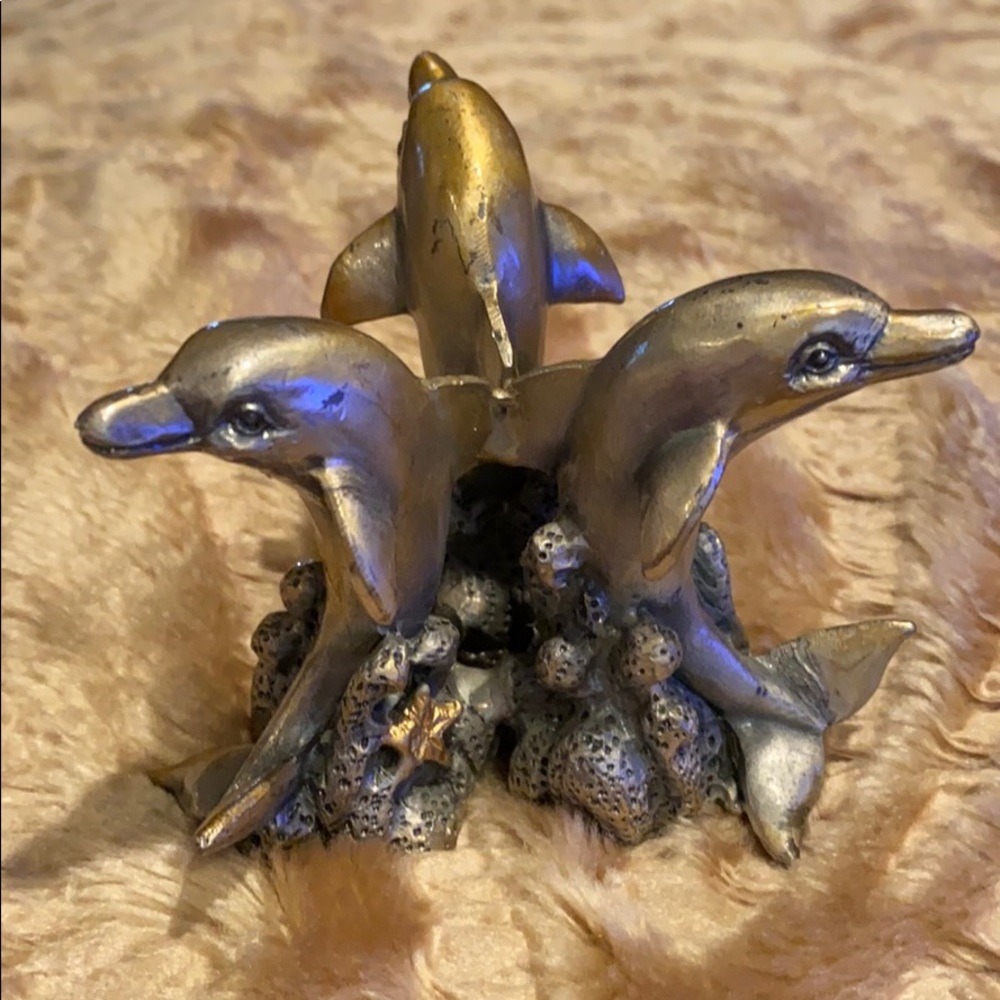 Three Dolphin Pewter Figurine/Paper Weight